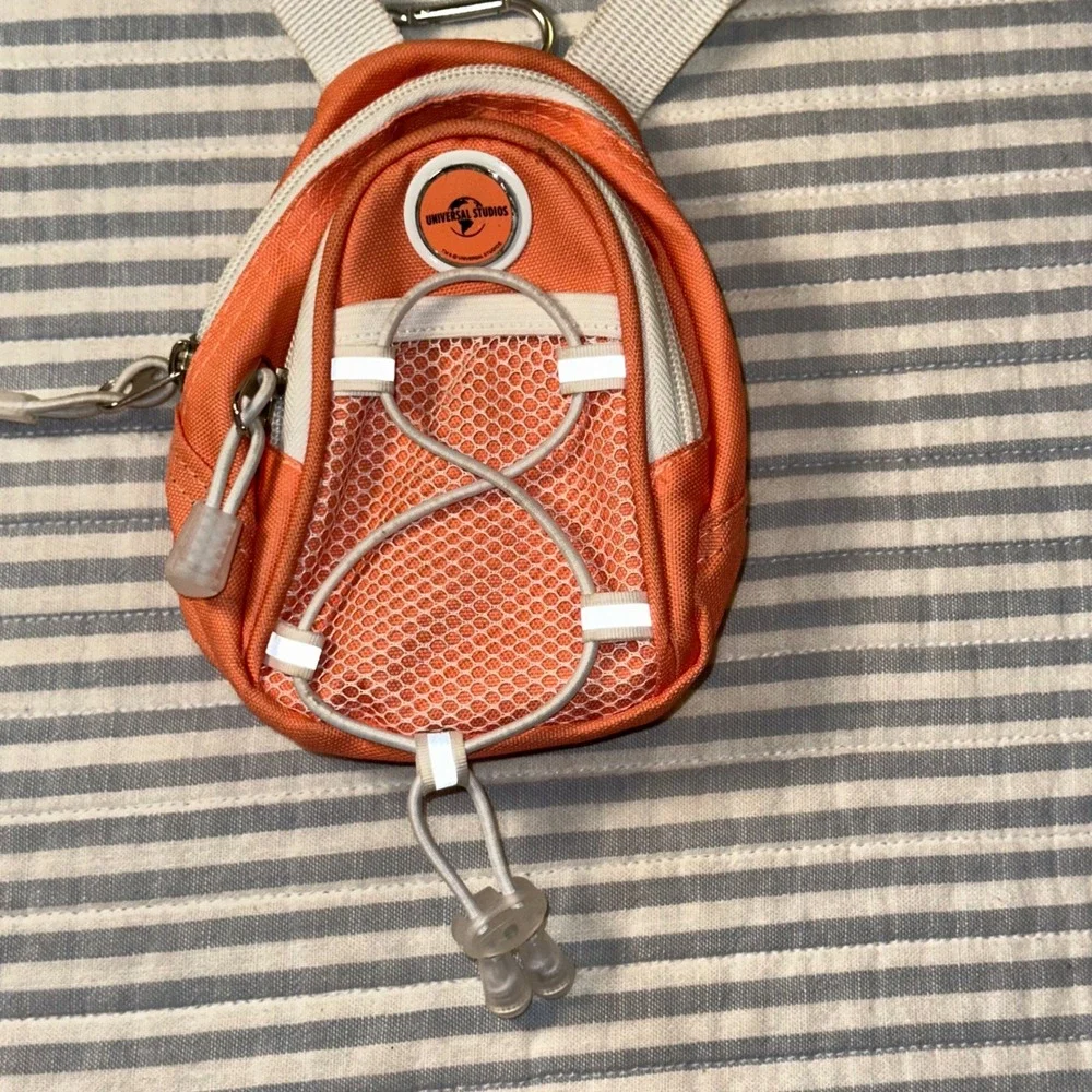 Universal Studios Mini Backpack Crossbody Orange White Mesh Bungee Small FLAW